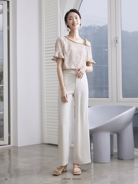 婉枫女装2023春夏季白色阔腿裤