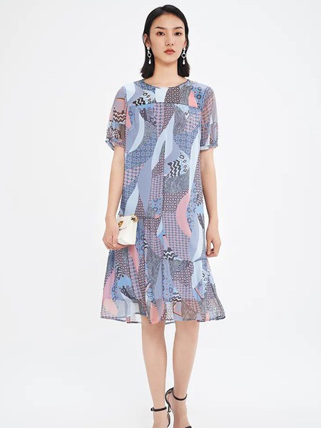 菲妮迪女装2023春夏季灰色连衣裙