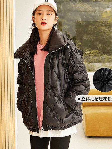 衣香丽影2022秋冬季黑色棉服