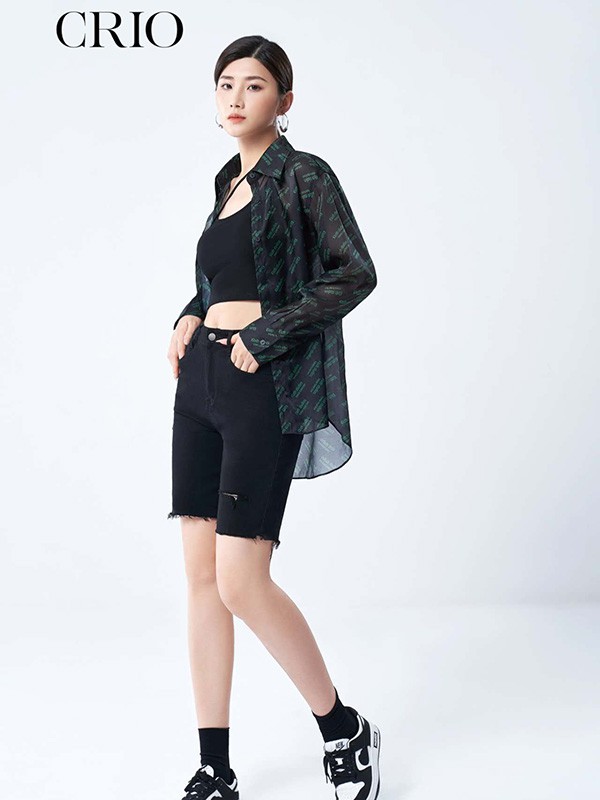 CRIO女装2023春夏季黑色短裤