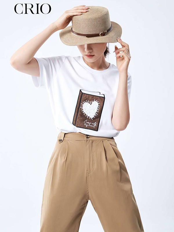 CRIO女装2023春夏季白色T恤