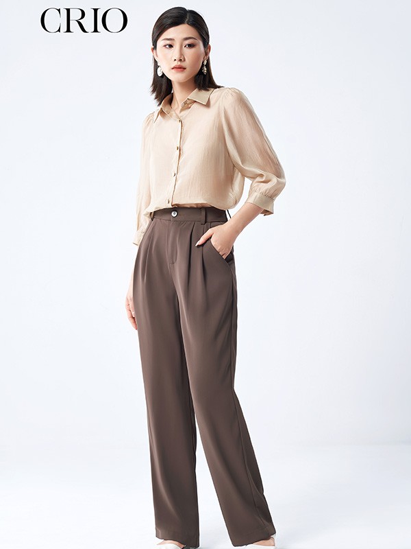 CRIO女装2023春夏季咖啡色长裤