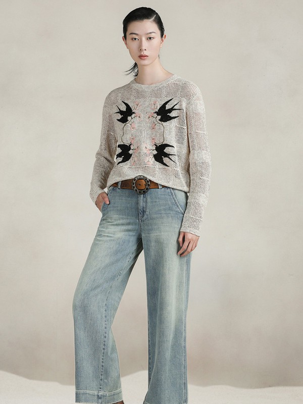 达衣岩女装2023春夏季灰色毛衣