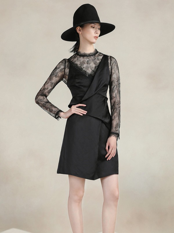 达衣岩女装2023春夏季黑色吊带裙