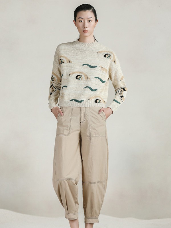 达衣岩女装2023春夏季米色T恤