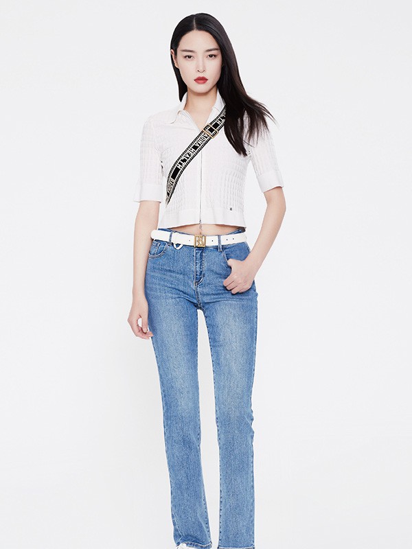 集娴女装2023春夏季白色polo衫