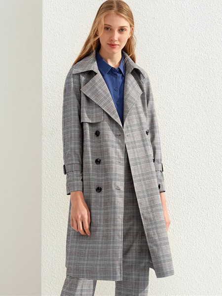 布莎卡女装2023春夏季灰色大衣