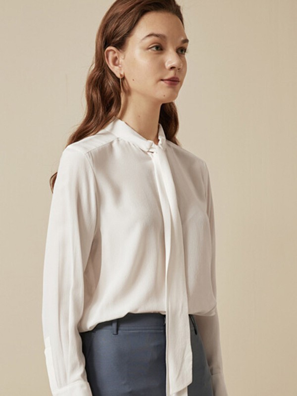 布莎卡女装2023春夏季白色衬衫