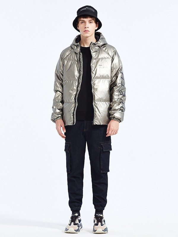 G男装2022秋冬季银色棉服