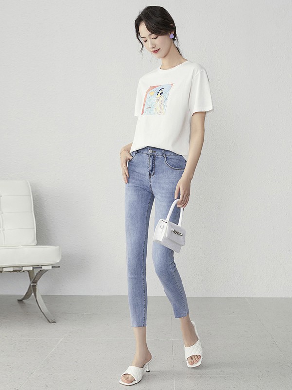 似水年华2023春夏季白色T恤