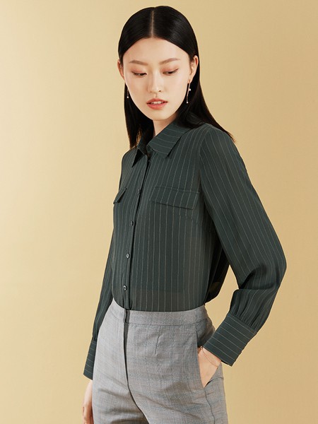 维格娜丝女装2023春夏季黑色衬衫