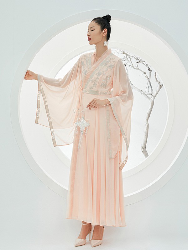 纷丽女装2023春夏季橙色长裙