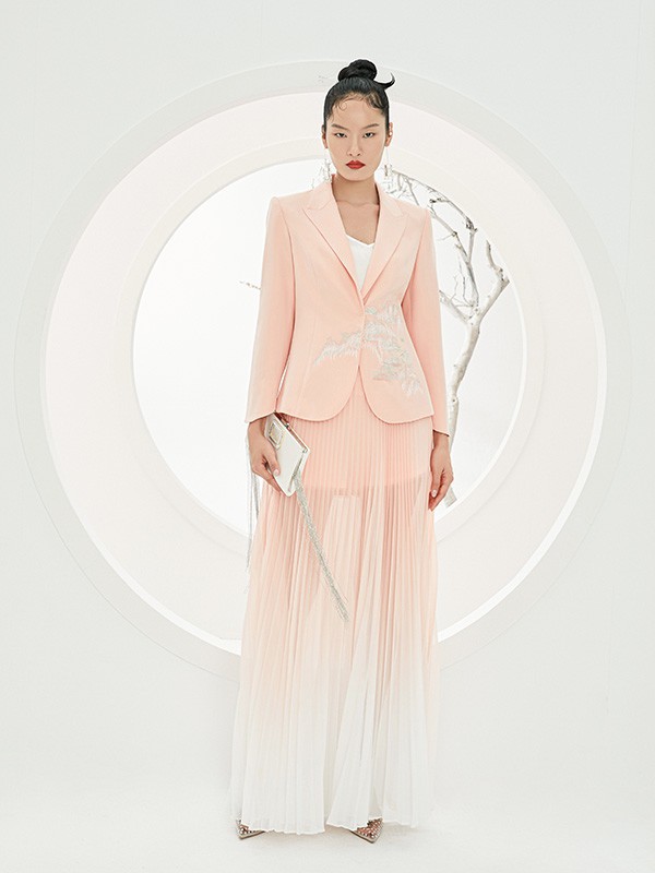 纷丽女装2023春夏季橙色长裙