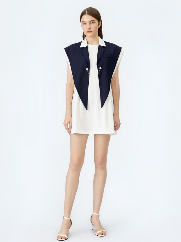 飘蕾女装2023春夏季白色衬衫裙