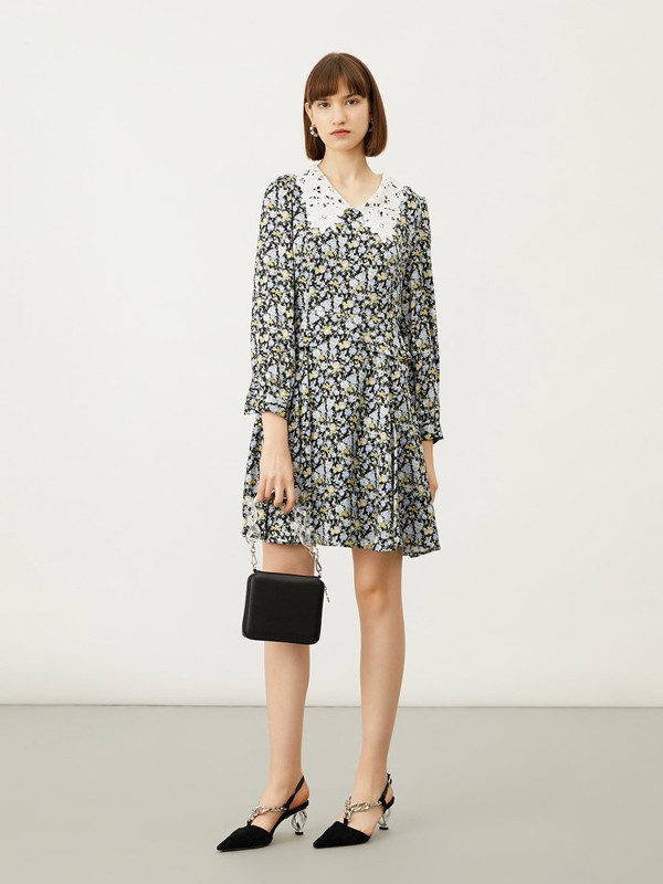 飘蕾女装2023春夏季灰色连衣裙