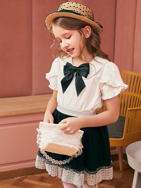 爱法贝童装2023春夏季白色T恤