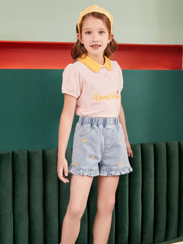 爱法贝童装2023春夏季粉色T恤