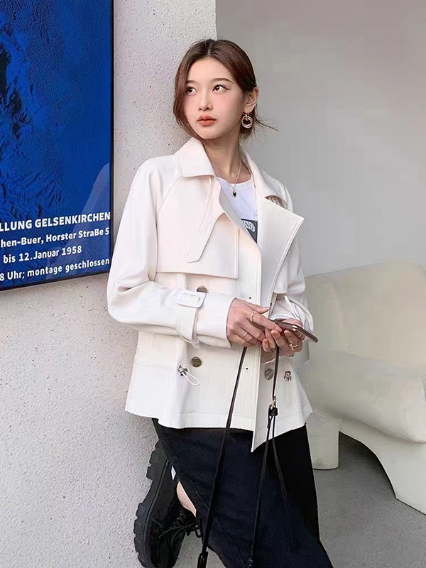 CEF穿依芙女装2023春夏季白色风衣