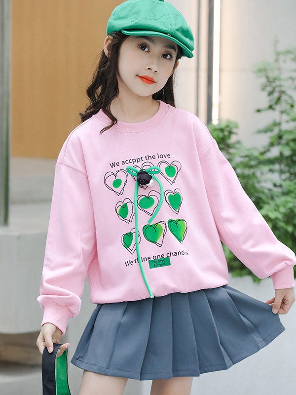 猫咪精灵童装2023春夏季粉色T恤