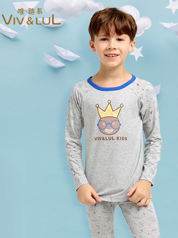 唯路易童装2023春夏季灰色家居服