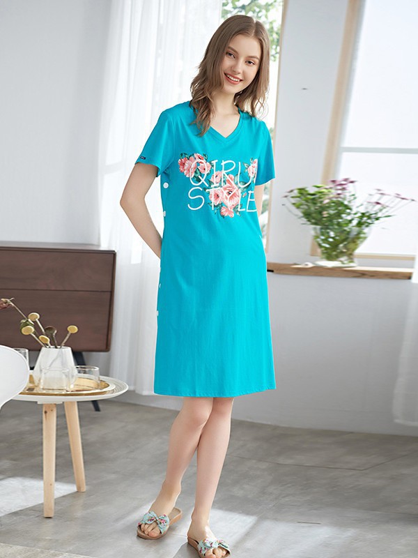 绮瑞内衣2023春夏季蓝色家居服