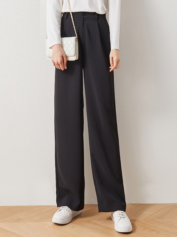 娅丽达女装2023春夏季黑色阔腿裤