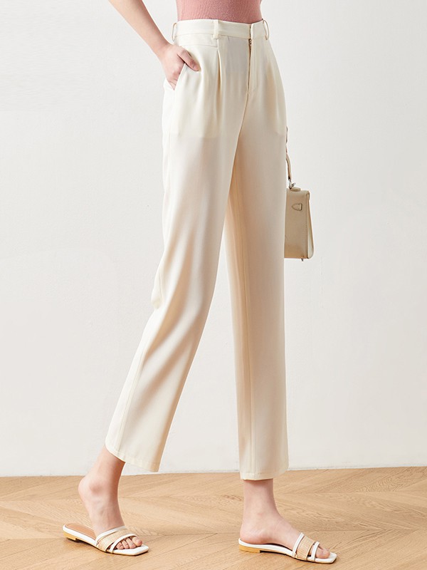 娅丽达女装2022春夏季白色长裤