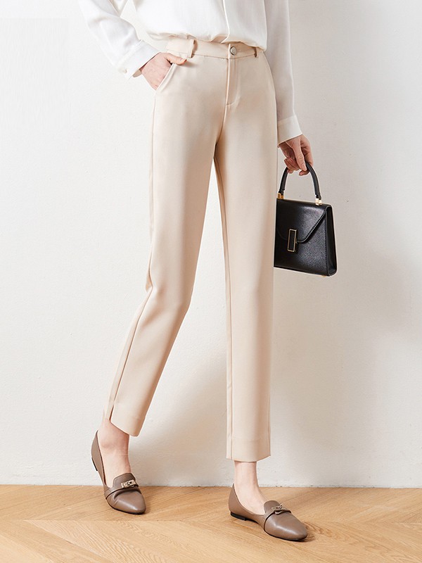 娅丽达女装2023春夏季米色长裤