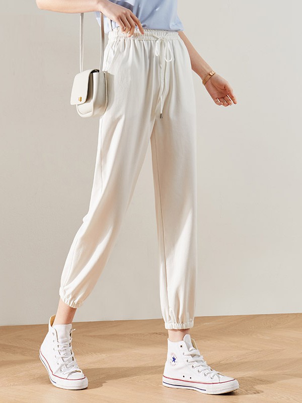 娅丽达女装2023春夏季白色长裤