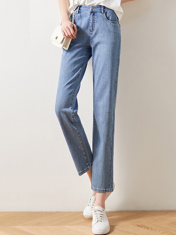 娅丽达女装2023春夏季蓝色长裤