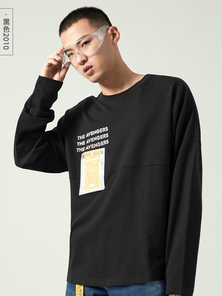 真维斯休闲装2023春夏季黑色T恤