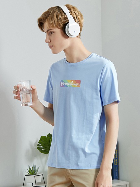 真维斯休闲装2023春夏季蓝色T恤