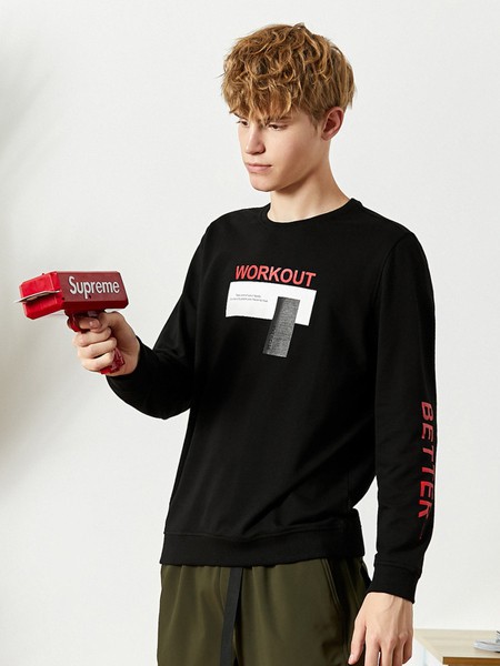 真维斯休闲装2023春夏季黑色T恤