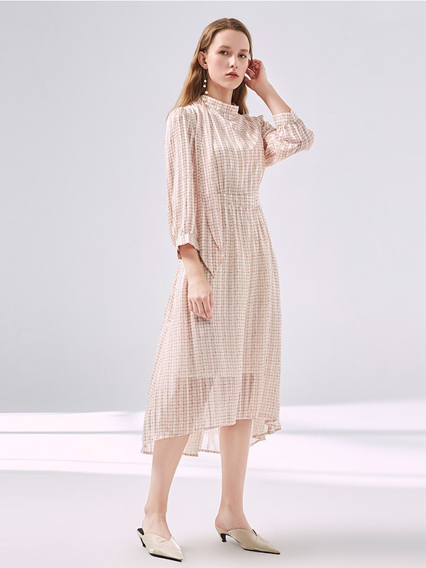 迪卡轩女装2023春夏季卡其色连衣裙