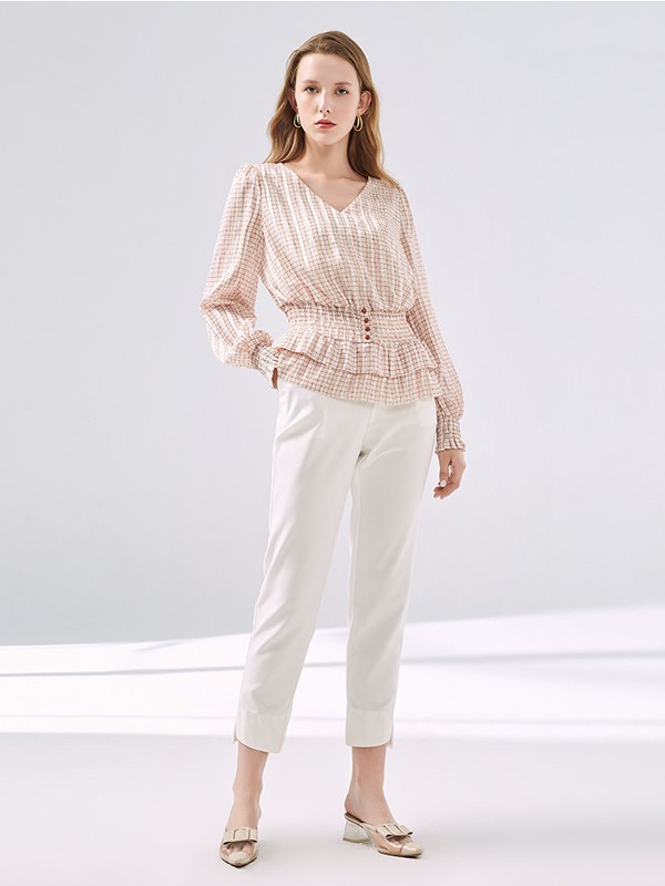 迪卡轩女装2023春夏季白色长裤