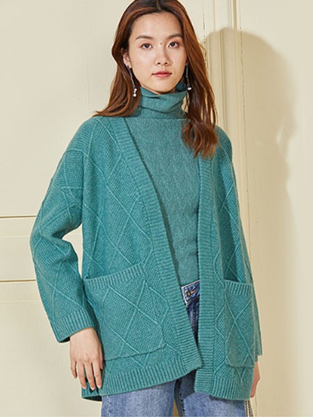 诸氏方圆2023秋冬季绿色毛衣