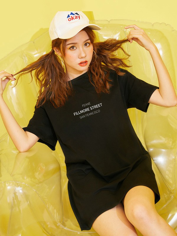 曼丝娜女装2023春夏季黑色T恤