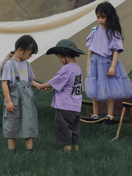 巴迪小虎2023春夏季紫色T恤