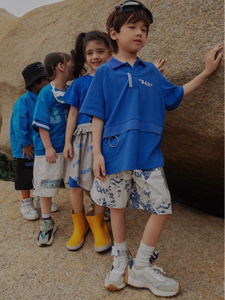 巴迪小虎童装2023春夏季蓝色polo衫