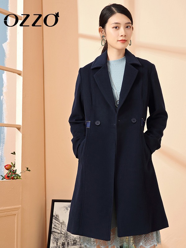 欧尼迩女装2022秋冬季黑色大衣