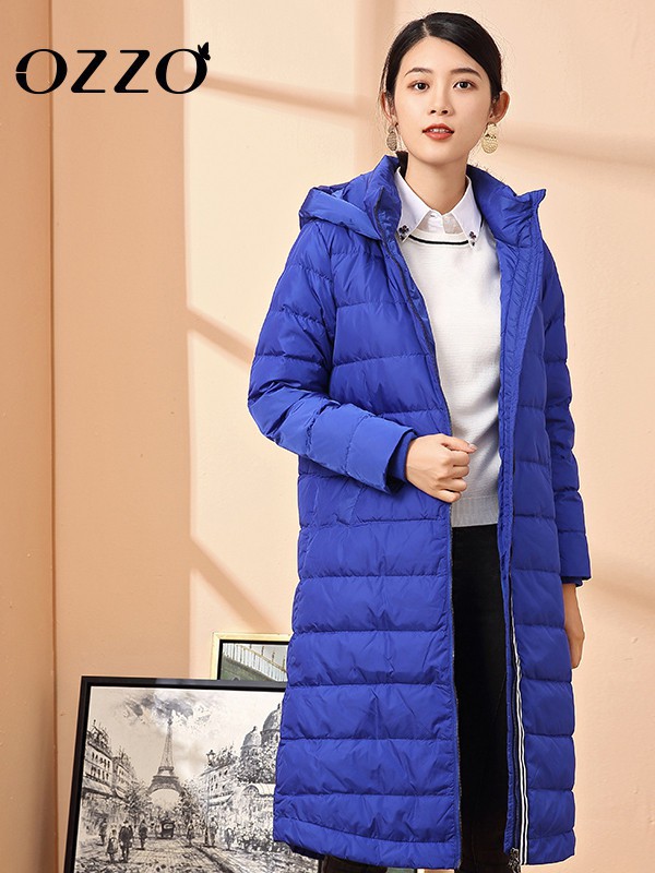 欧尼迩女装2022秋冬季蓝色棉服