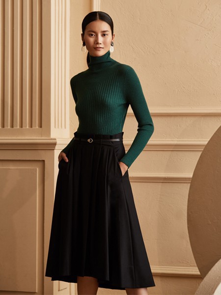 铠琪女装2023春夏季墨绿色针织衫