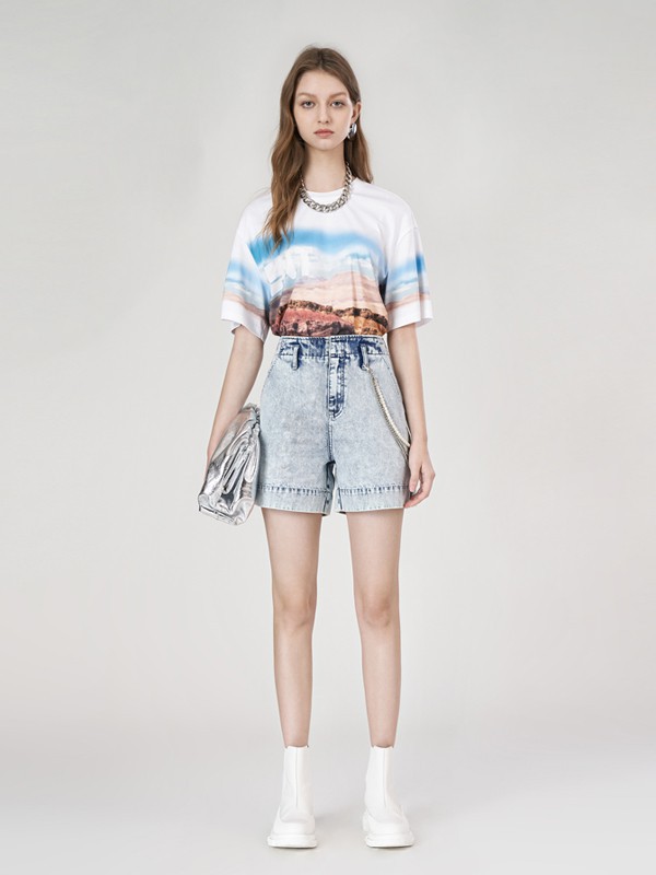 艾托奥女装2023春夏季白色T恤