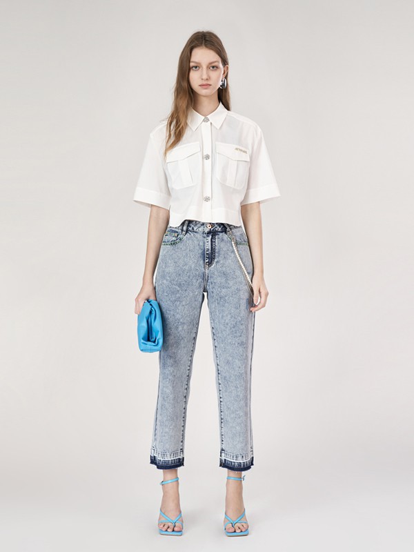 艾托奥女装2022春夏季白色衬衫