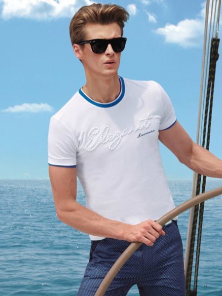 老人头男装2023春夏季白色T恤