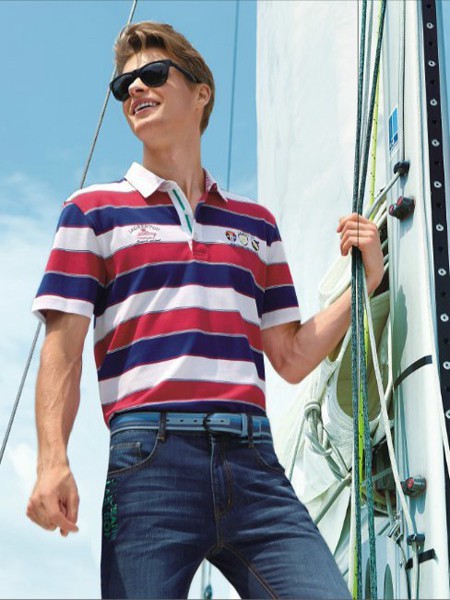 老人头男装2023春夏季白色polo衫