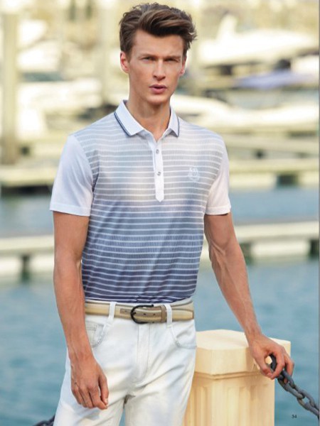 老人头男装2023春夏季白色polo衫