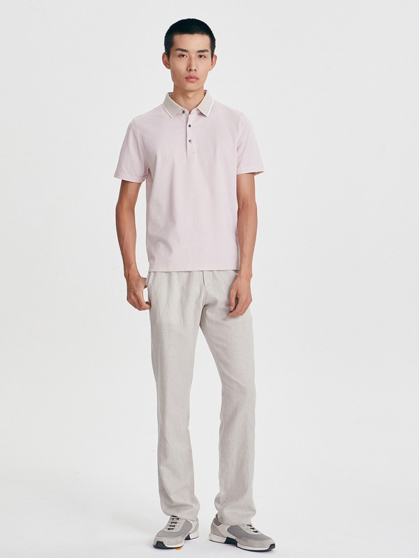 鄂尔多斯男装2023春夏季白色polo衫