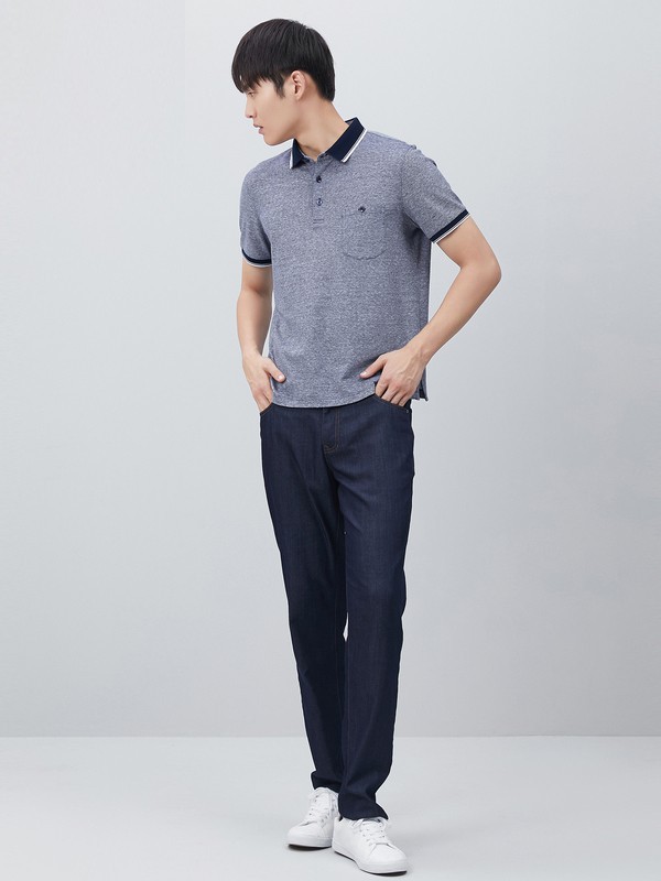 鄂尔多斯男装2023春夏季灰色polo衫