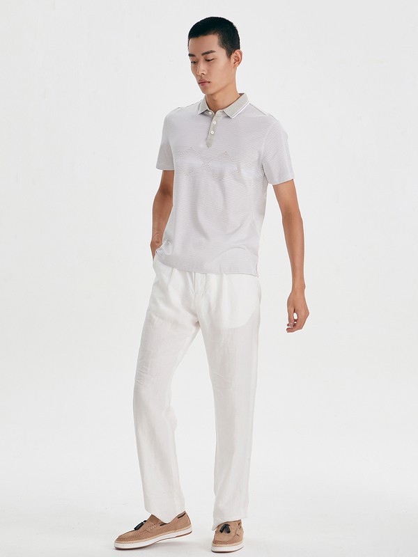 鄂尔多斯男装2023春夏季白色polo衫